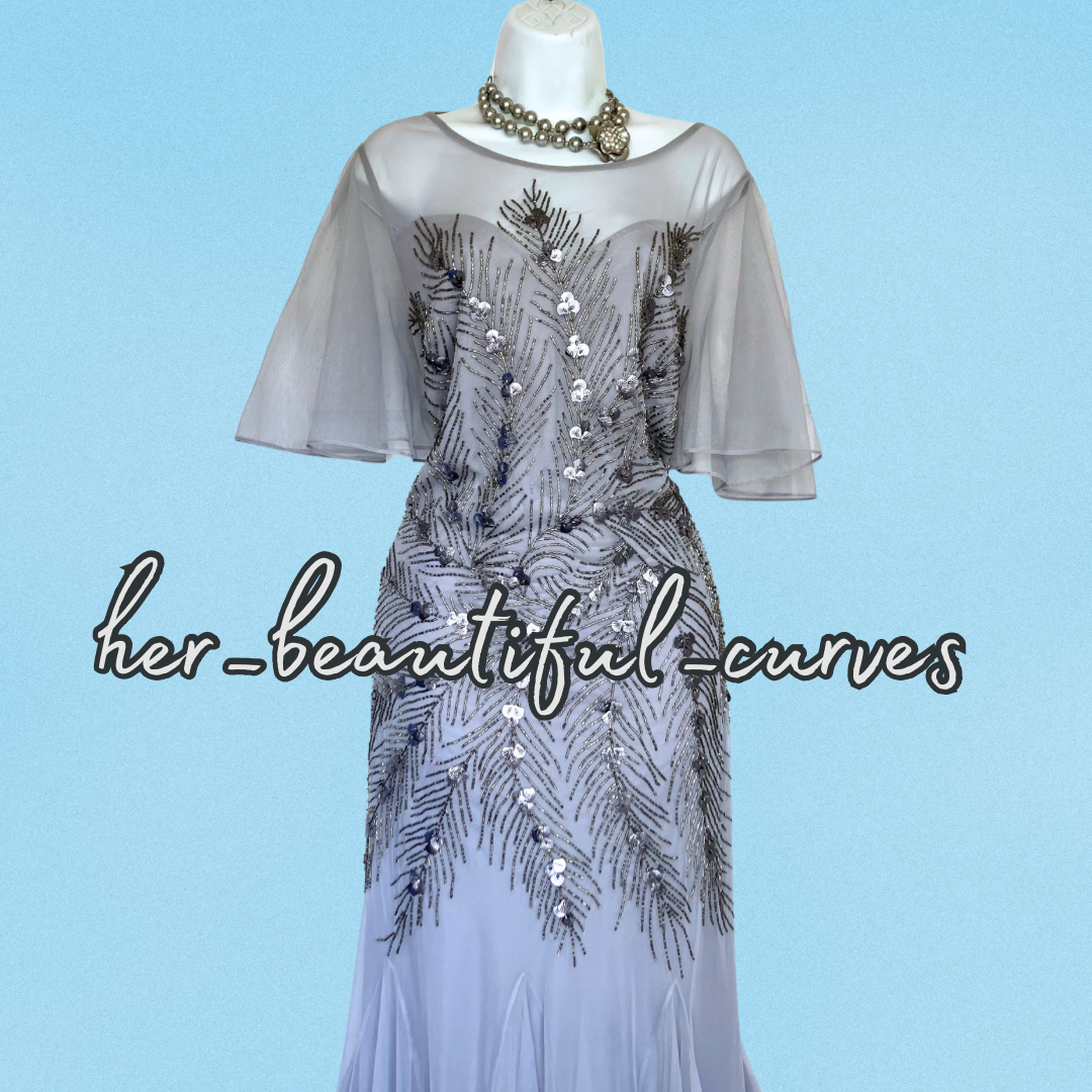 JOANNA HOPE SEQUINED BEADED EMBELLISHED OCCASION EVENING PARTY DRESS SIZE 16