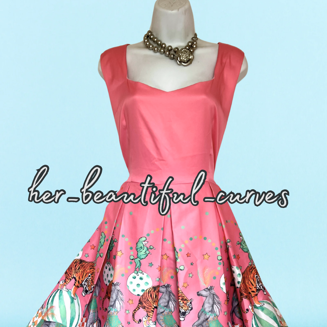 LINDY BOP CIRCUS ANIMAL PRINT 50s VINTAGE STYLE OCCASION PARTY DRESS SIZE 18