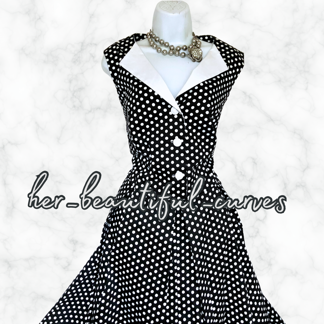STUNNING JOE BROWNS 50s VINTAGE POLKA DOTS FIT & FLARE DRESS SIZE 20 new
