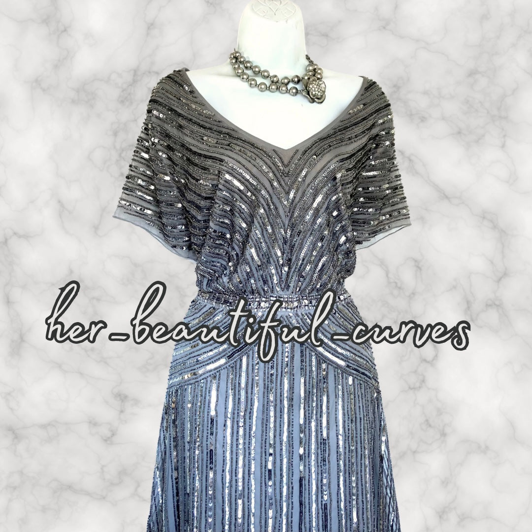 TOGETHER SEQUINS BESDS EMBELLISHED WEDDING OCCASION PARTY DRESS SIZE 22