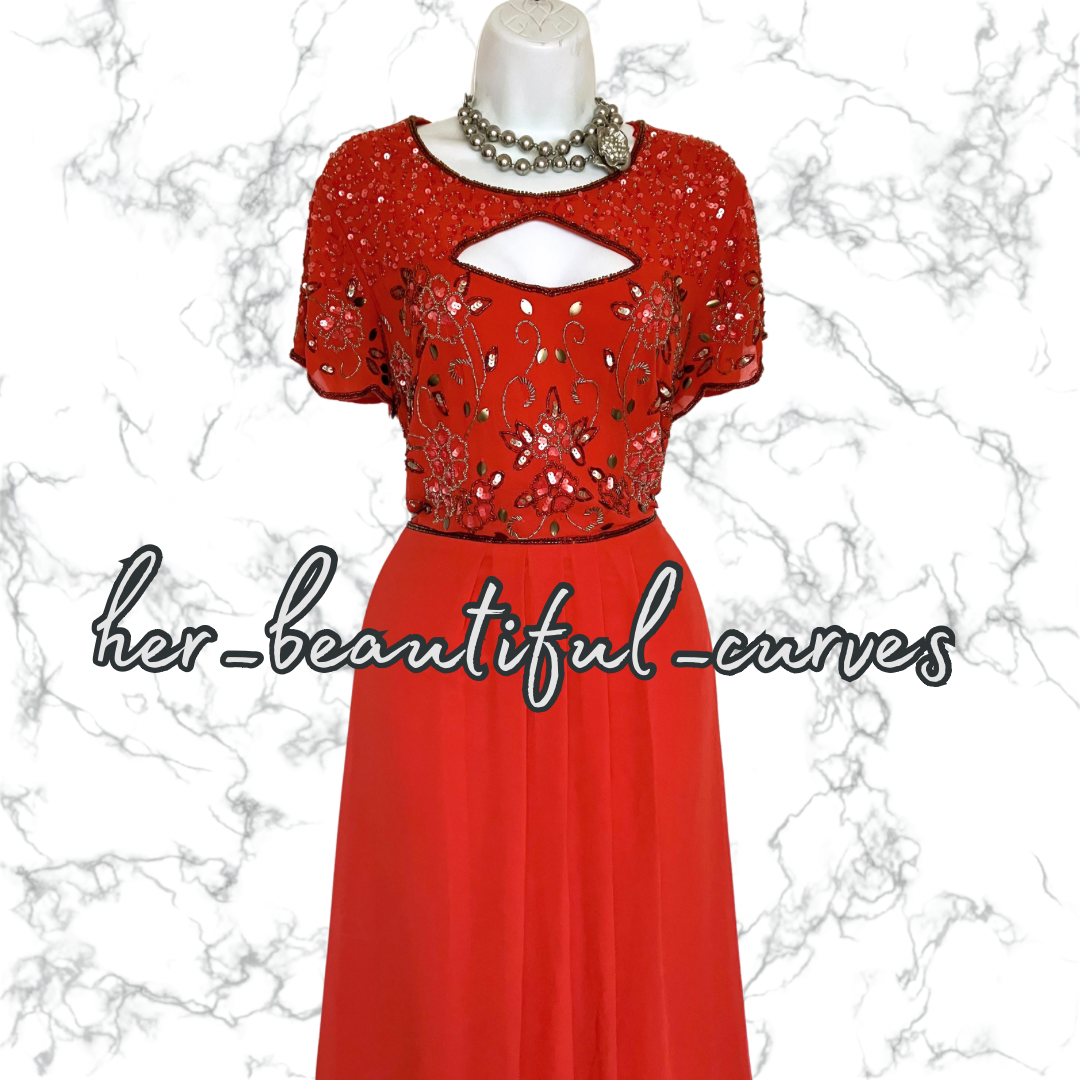 JOANANHOPE BEADED SEQUINED EMBELLISHED OCCASION EVEING PARTY DRESS SIZE 20