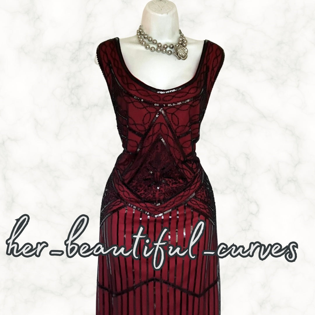 RO ROX SEQUINS BEADS 20s GATSBY OCCASION PARTY DRESS SIZE 3XL fits SIZE 18