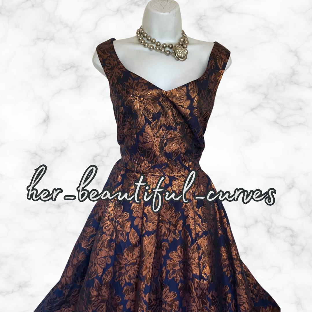 JOE BROWNS SHIMMERING JACQUARD FLORAL OCCASION PARTY DRESS SIZE 18 fits 16