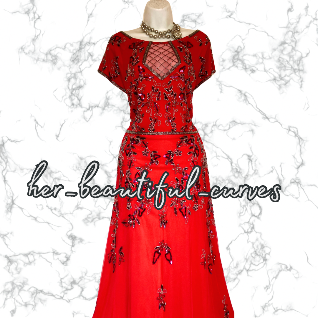 JOANNA HOPE SEQUINS BEADS EMBELLISHED MAXI OCCASION EVEING PARTY DRESS SIZE 18