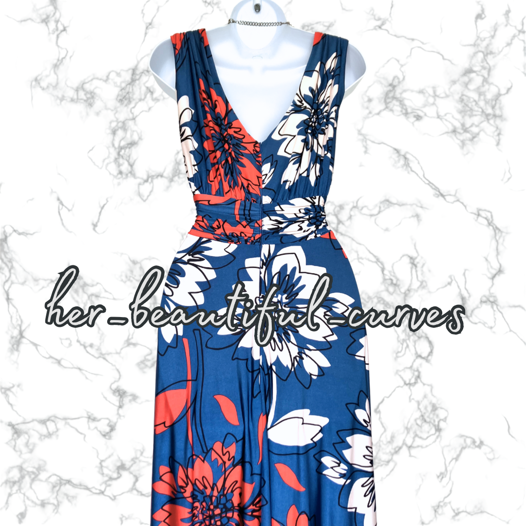 JACQUES VERT FLORAL PRINT JERSEY WEDDING OCCASION PARTY DRESS SIZE 16