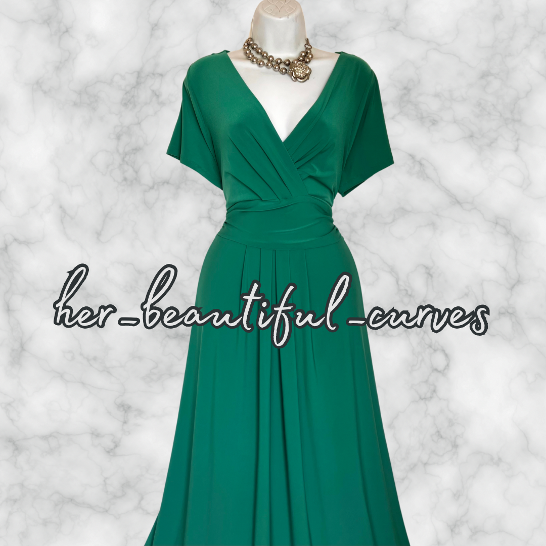 JOANNA HOPE GORGEOUS GREEN JERSEY MIDI/MAXI PARTY DRESS SIZE 20
