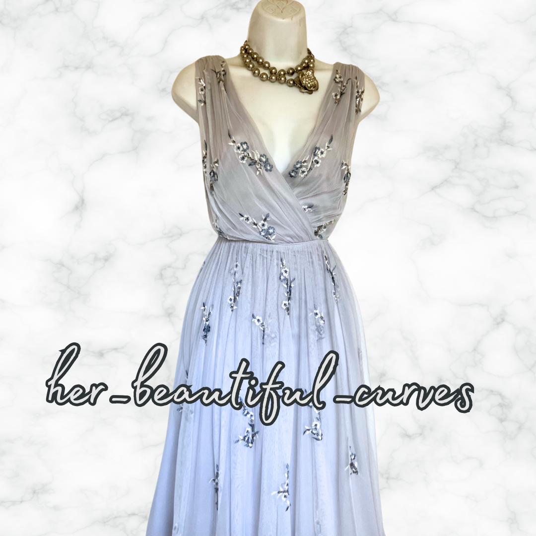 MONSOON EMBROIDERED SEQUINED FLORAL WEDDING OCCASION PARTY DRESS SIZE 12