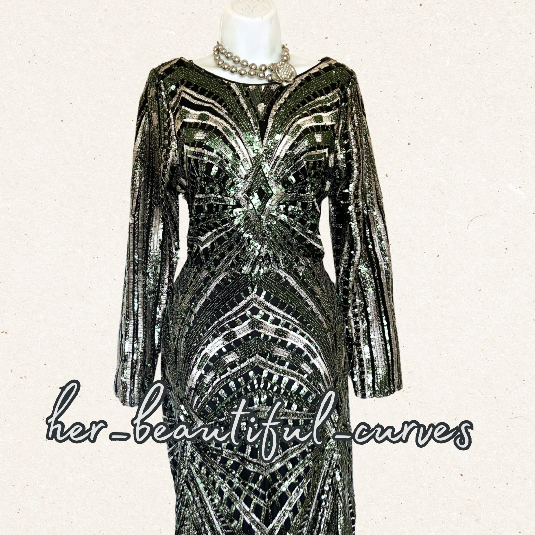 MONSOON SHIMMERING SEQUINS EMBELLISHED WEDDING OCCASION PARTY DRESS SIZE 14