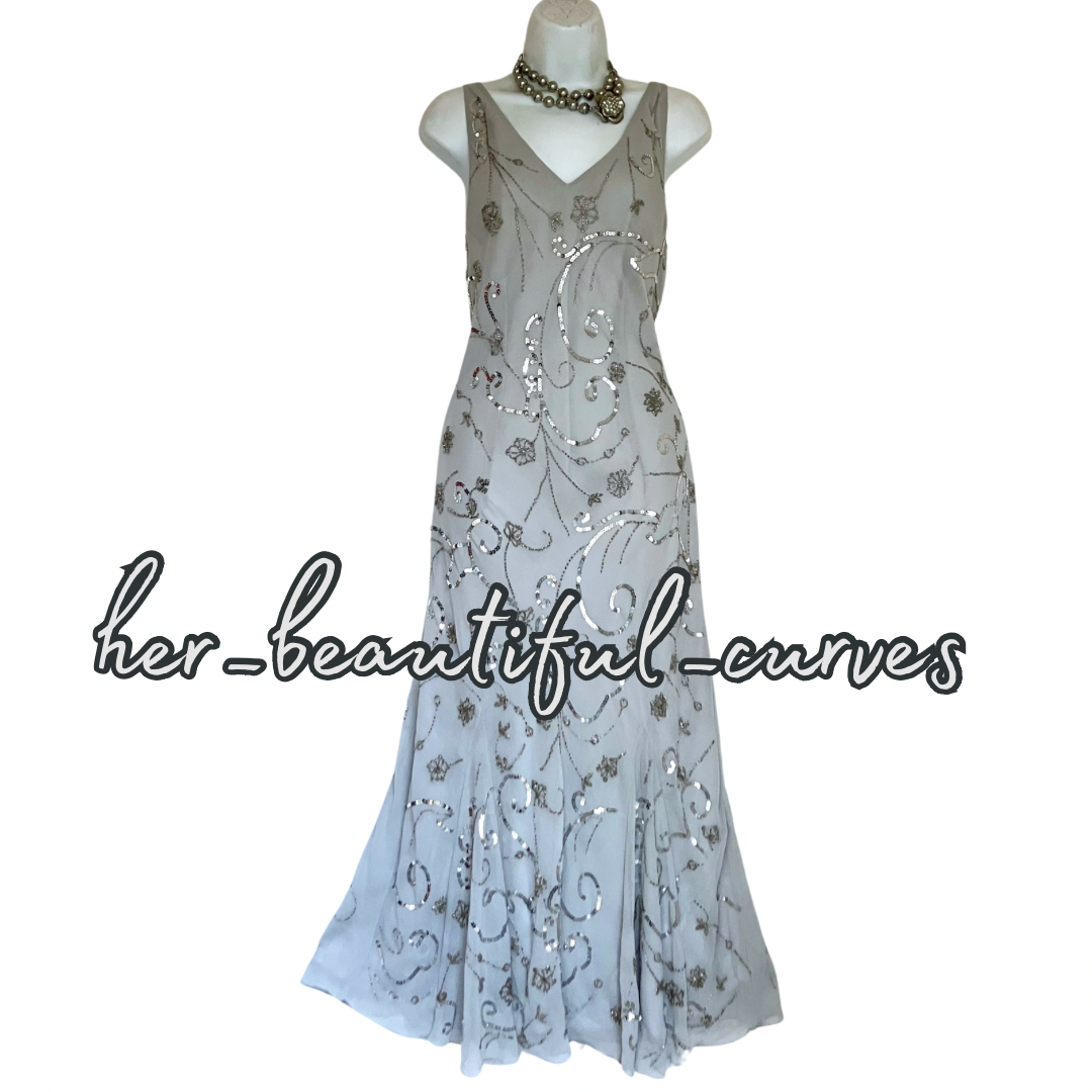 BERKERTEX SEQUINED BEADED EMBELLISHED WEDDING OCCASION DRESS & BOLERO SIZE 16
