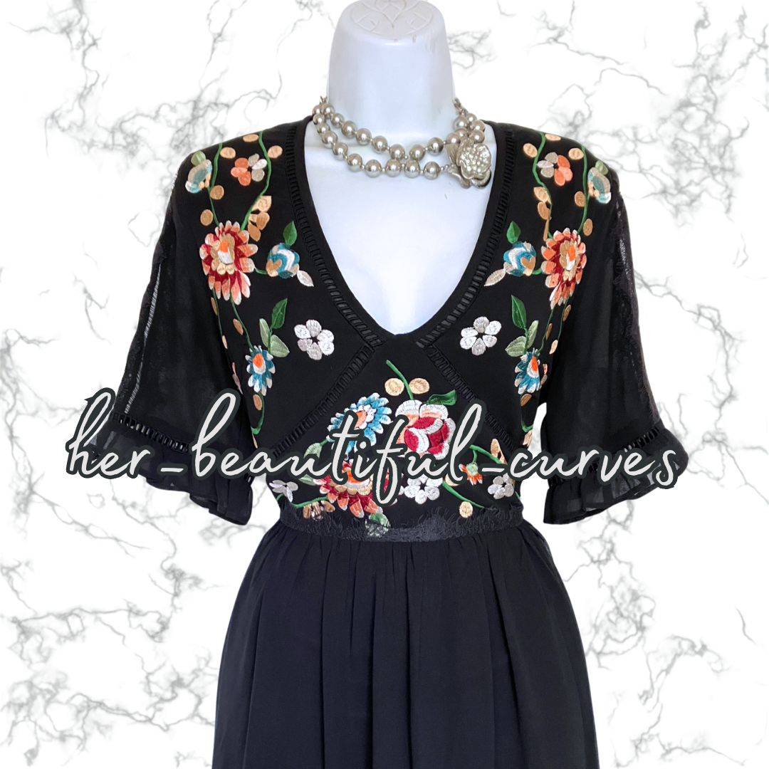 ASOS EMBROIDERED FLORAL PATTERN OCCASION PARTY DRESS SIZE 14