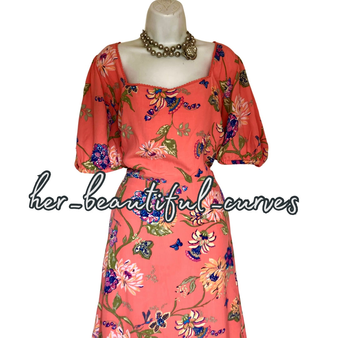 MONSOON BUTTERFLIES BIRDS & FLORAL WEDDING OCCASION PARTY DRESS SIZE 24 new