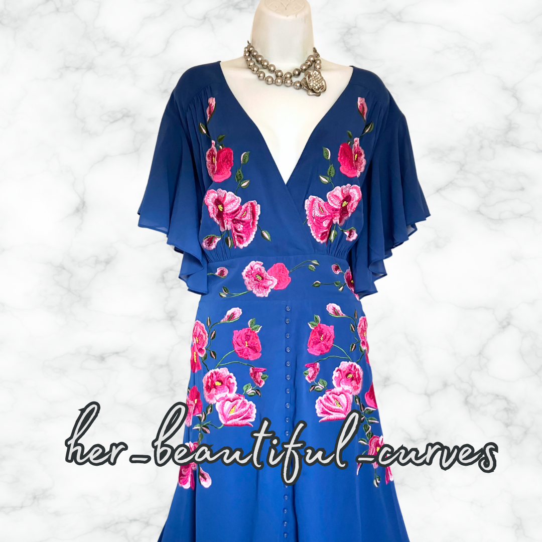 HOPE & IVY EMBROIDERED FLORAL WEDDING OCCASION PARTY DRESS SIZE 24