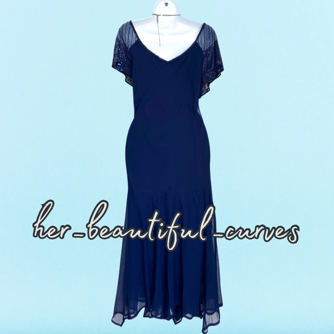 JOANNA HOPE SEQUINNED BEADED EVENING EMBELLISHED OCCASION PARTY DRESS SIZE 24