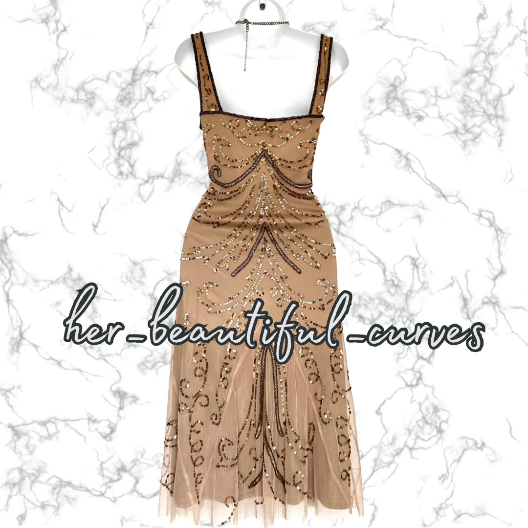 PRINCIPLES 20s GATSBY SEQUINED BEADED EMBELLISHED OCCASION PARTY DRESS SIZE 14