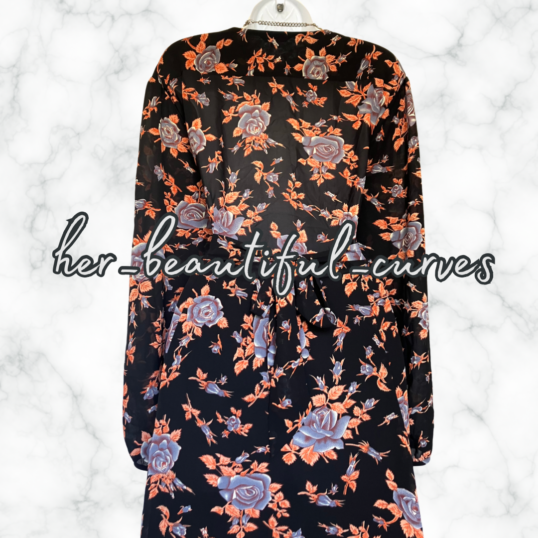 JOE BROWNS FLORAL PRINT HANDKERCHIEF HEM OCCASION PARTY DRESS SIZE 22