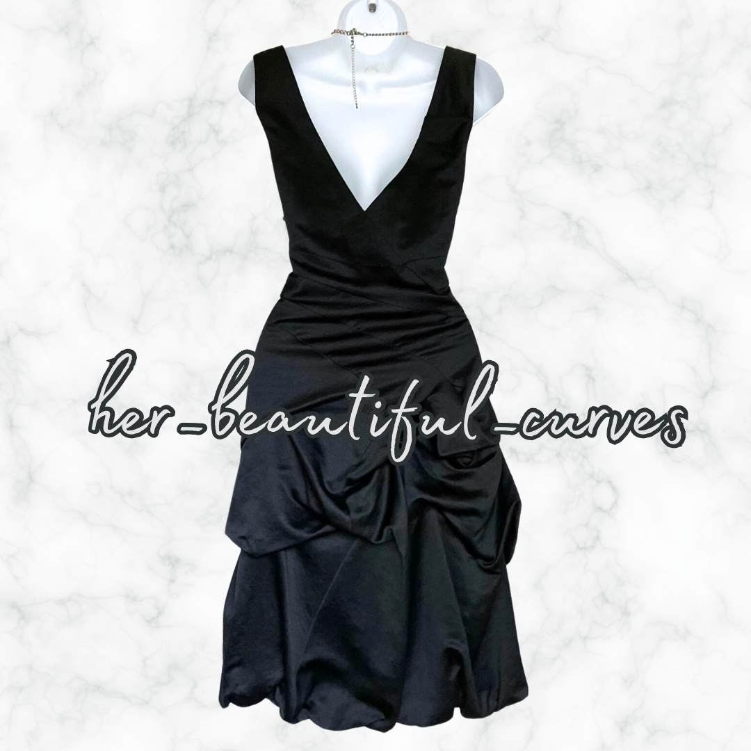 MONSOON RICH BLACK VINTAGE STYLE FLARED COCKTAIL PARTY DRESS SIZE 18 (slim 18)