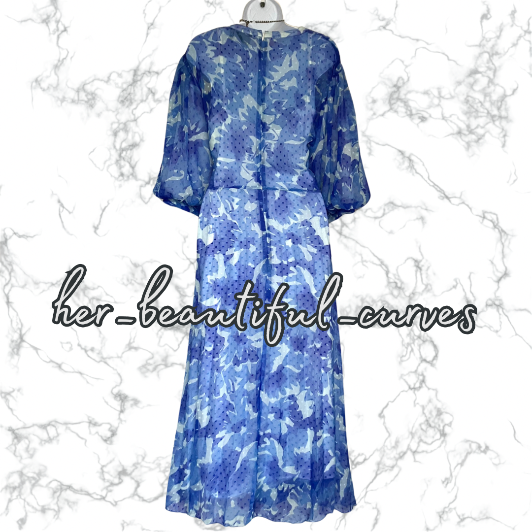 ASOS FLORAL PRINT PLEAT WEDDING OCCASION PARTY DRESS SIZE 24