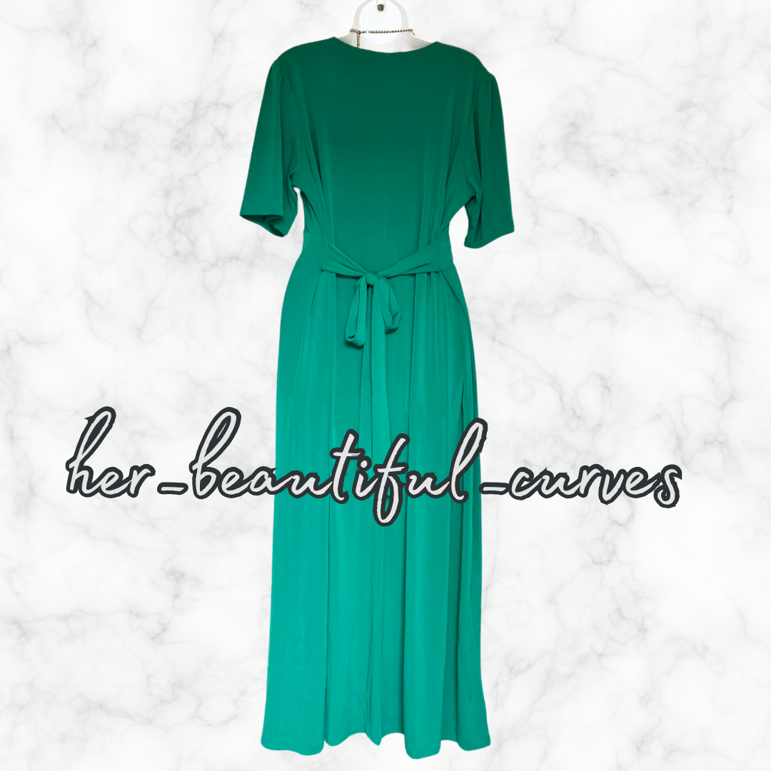 LILLY & ROSE BEADS GREEN JERSEY WEDDING OCCASION EVENING PARTY DRESS SIZE 18 new