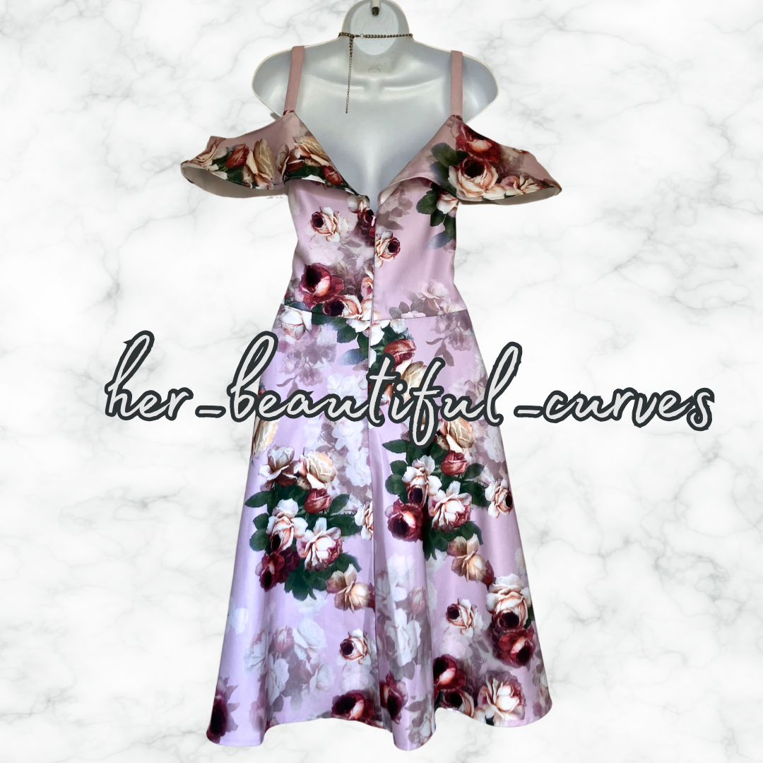 CHI CHI LONDON COLD SHOULDER FLORAL PRINT WEDDING OCCASION PARTY DRESS SIZE 24