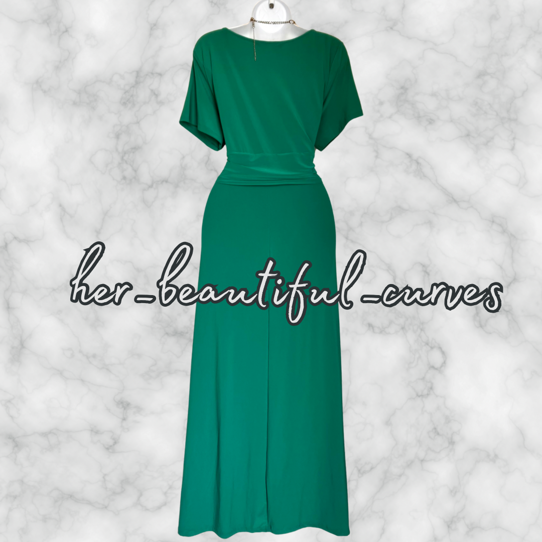 JOANNA HOPE GORGEOUS GREEN JERSEY MIDI/MAXI PARTY DRESS SIZE 20