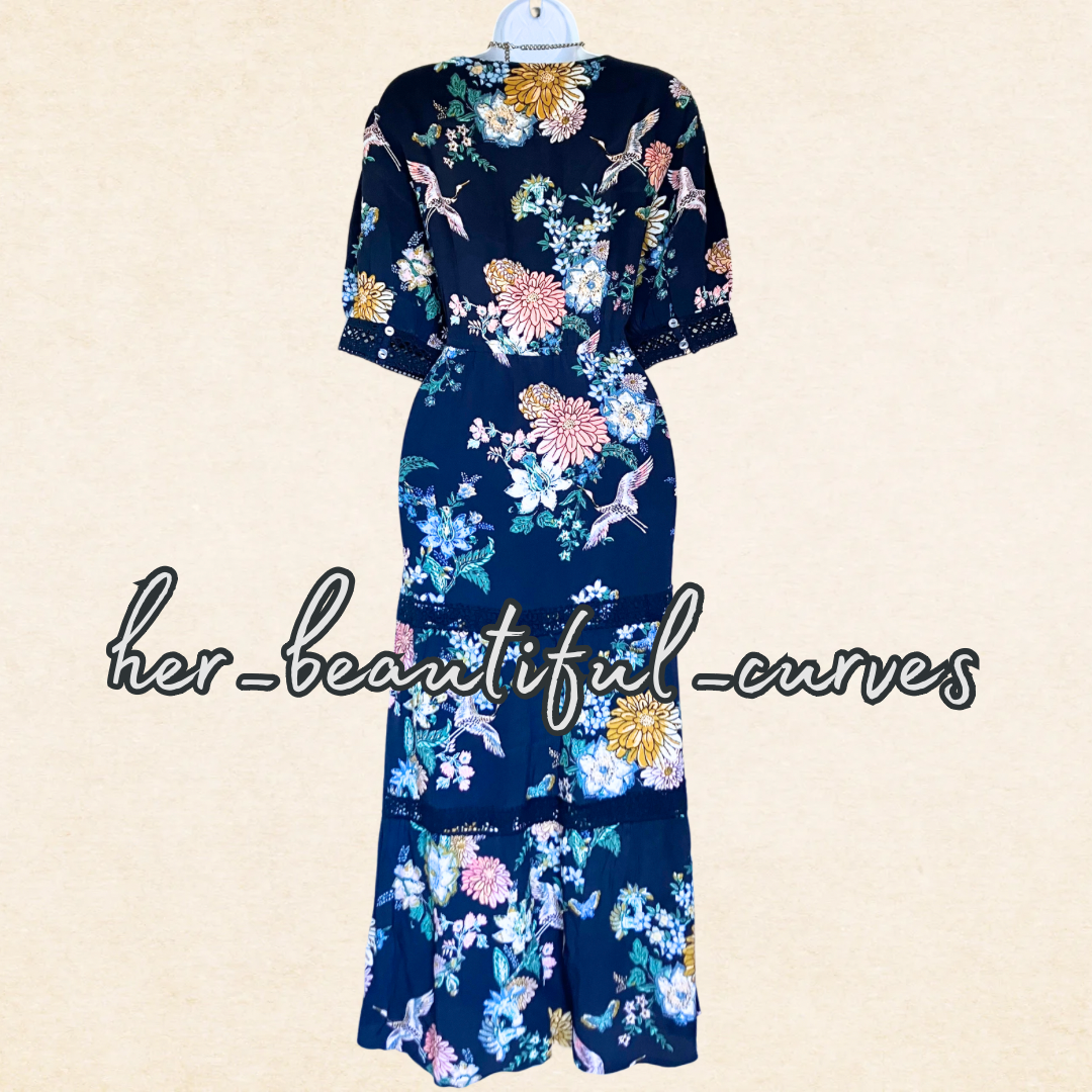 MONSOON CRANE BUTTERFLY FLORAL OCCASION PARTY DRESS SIZE 18