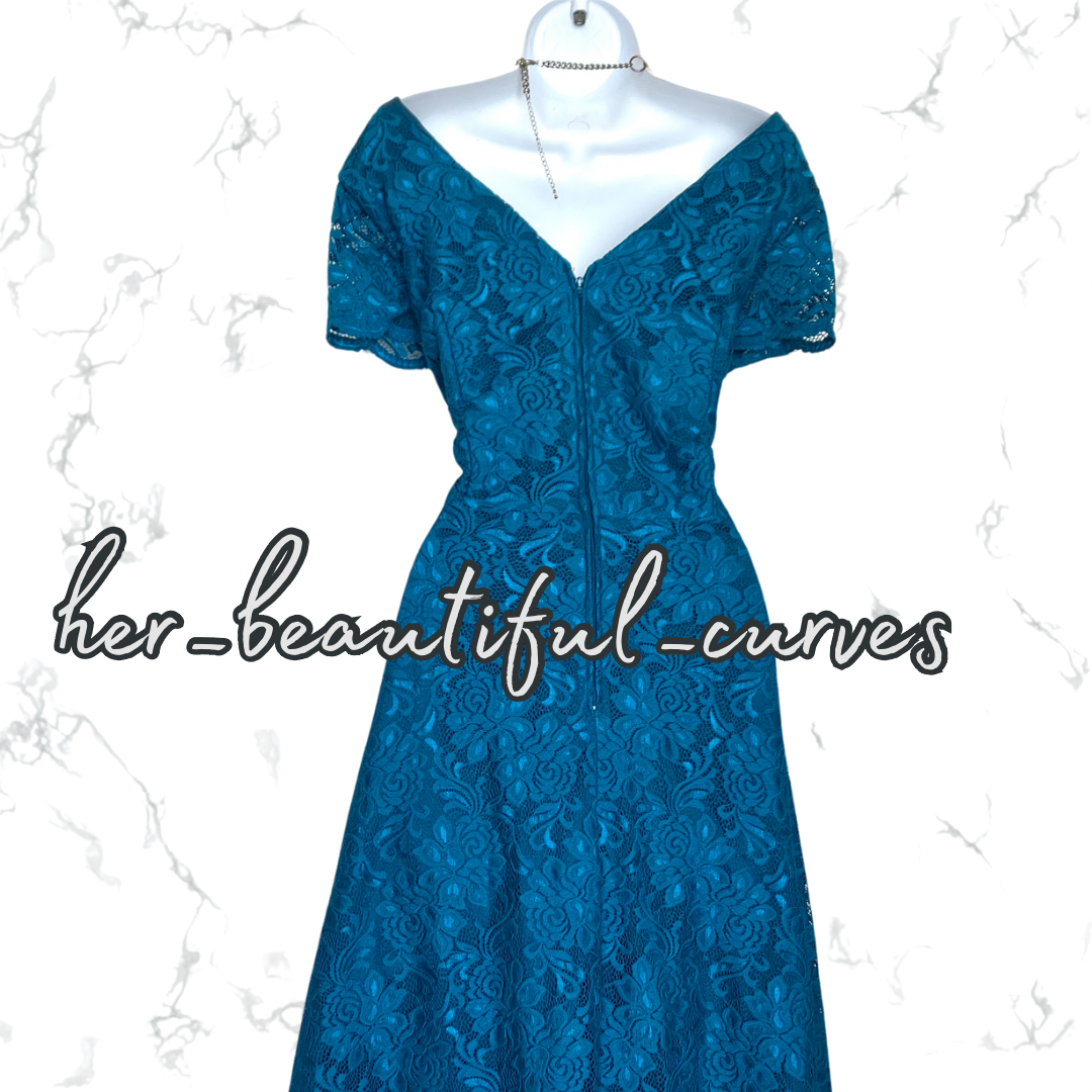 EXQUISITE JOLIE MOI APPLIQUÉ BLOOMS 50's STYLE FLARED PARTY DRESS SIZE 20