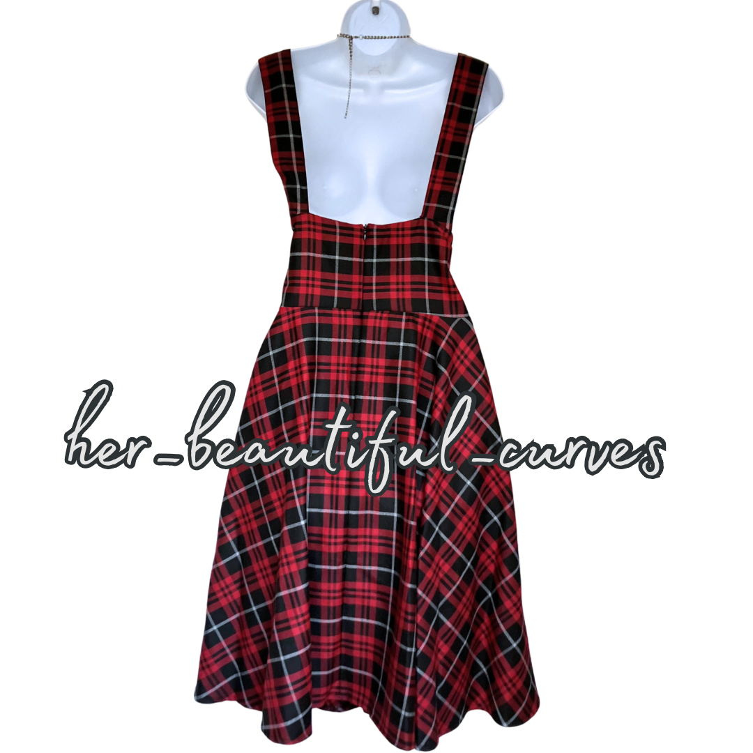 JOE BROWNS TARTAN PRINT PINAFORE DUNGAREE PARTY DRESS SIZE 22