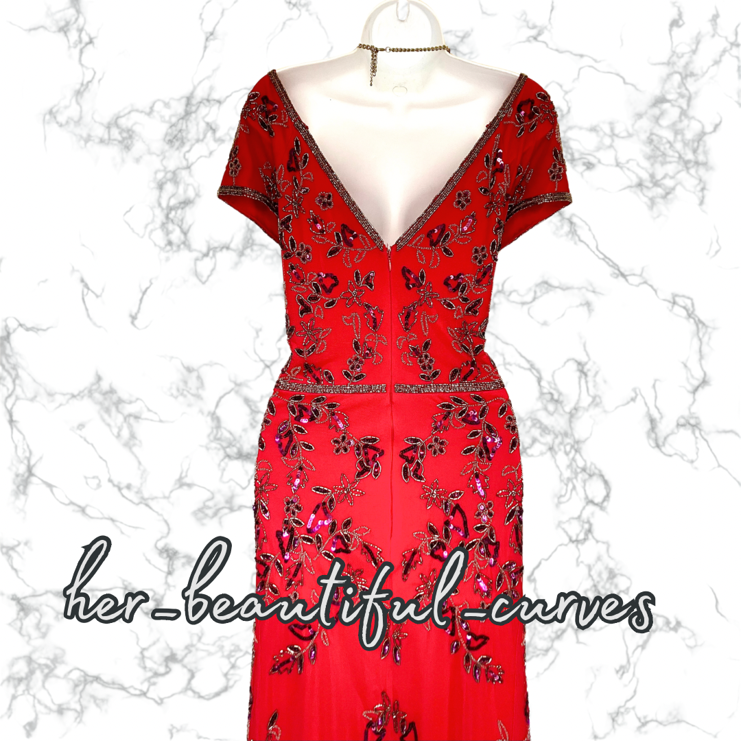 JOANNA HOPE SEQUINS BEADS EMBELLISHED MAXI OCCASION EVEING PARTY DRESS SIZE 18