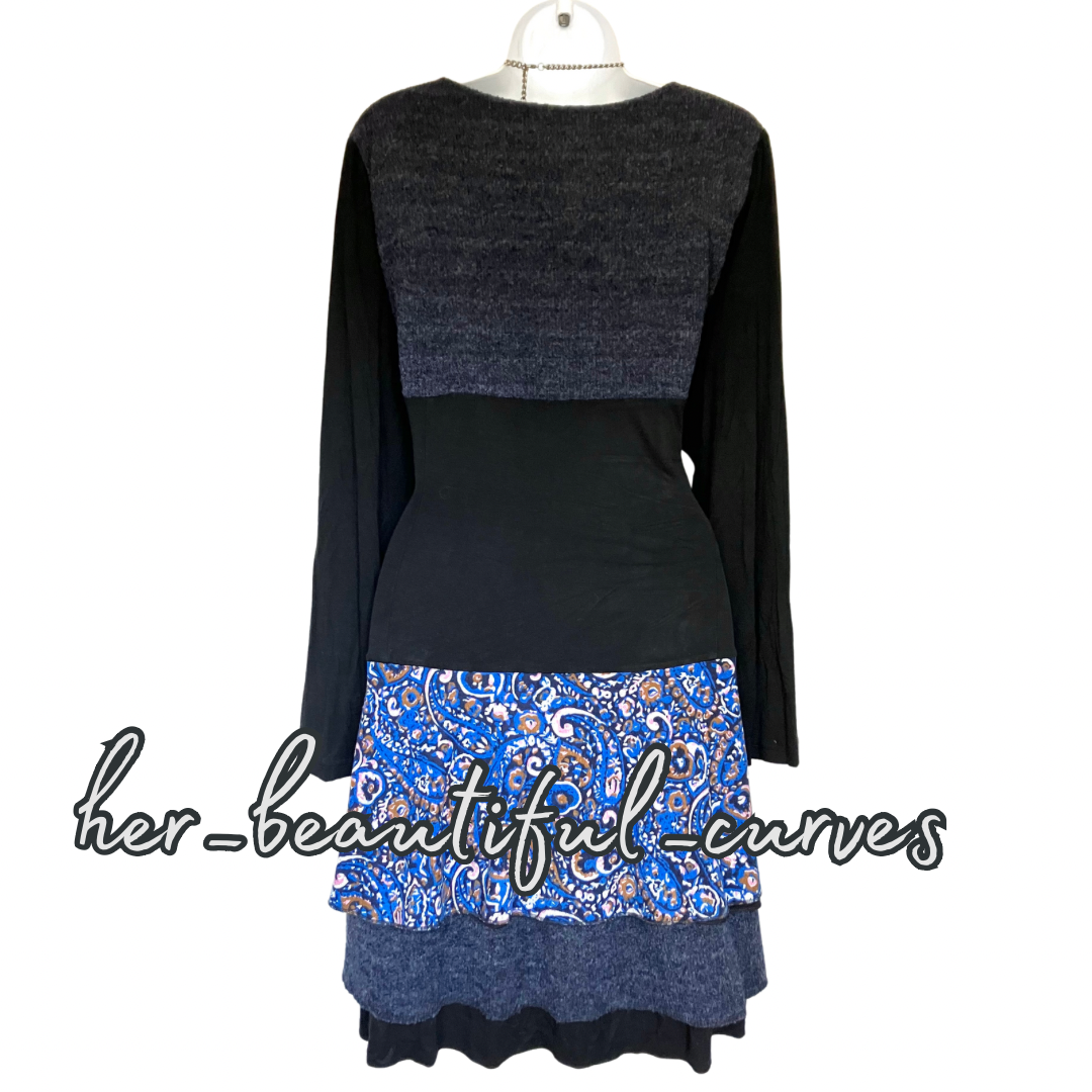 JOE BROWNS PAISLEY ART DECO PRINT JERSEY PARTY DRESS SIZE 18