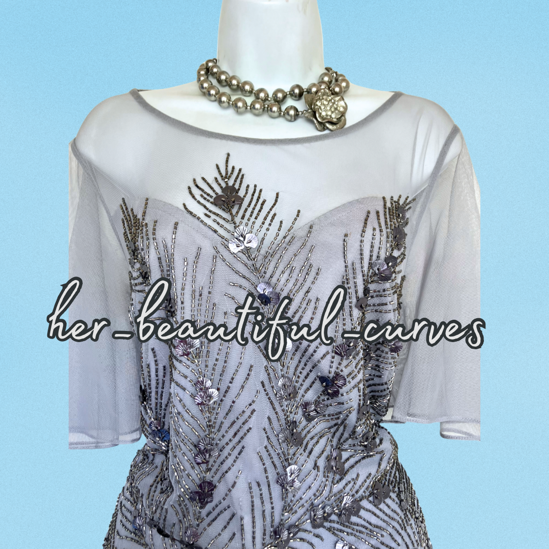JOANNA HOPE SEQUINED BEADED EMBELLISHED OCCASION EVENING PARTY DRESS SIZE 16