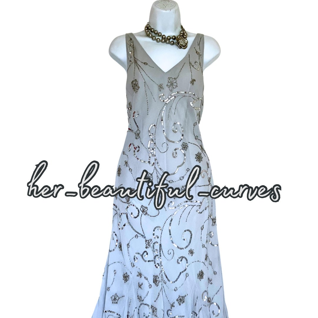 BERKERTEX SEQUINED BEADED EMBELLISHED WEDDING OCCASION DRESS & BOLERO SIZE 16