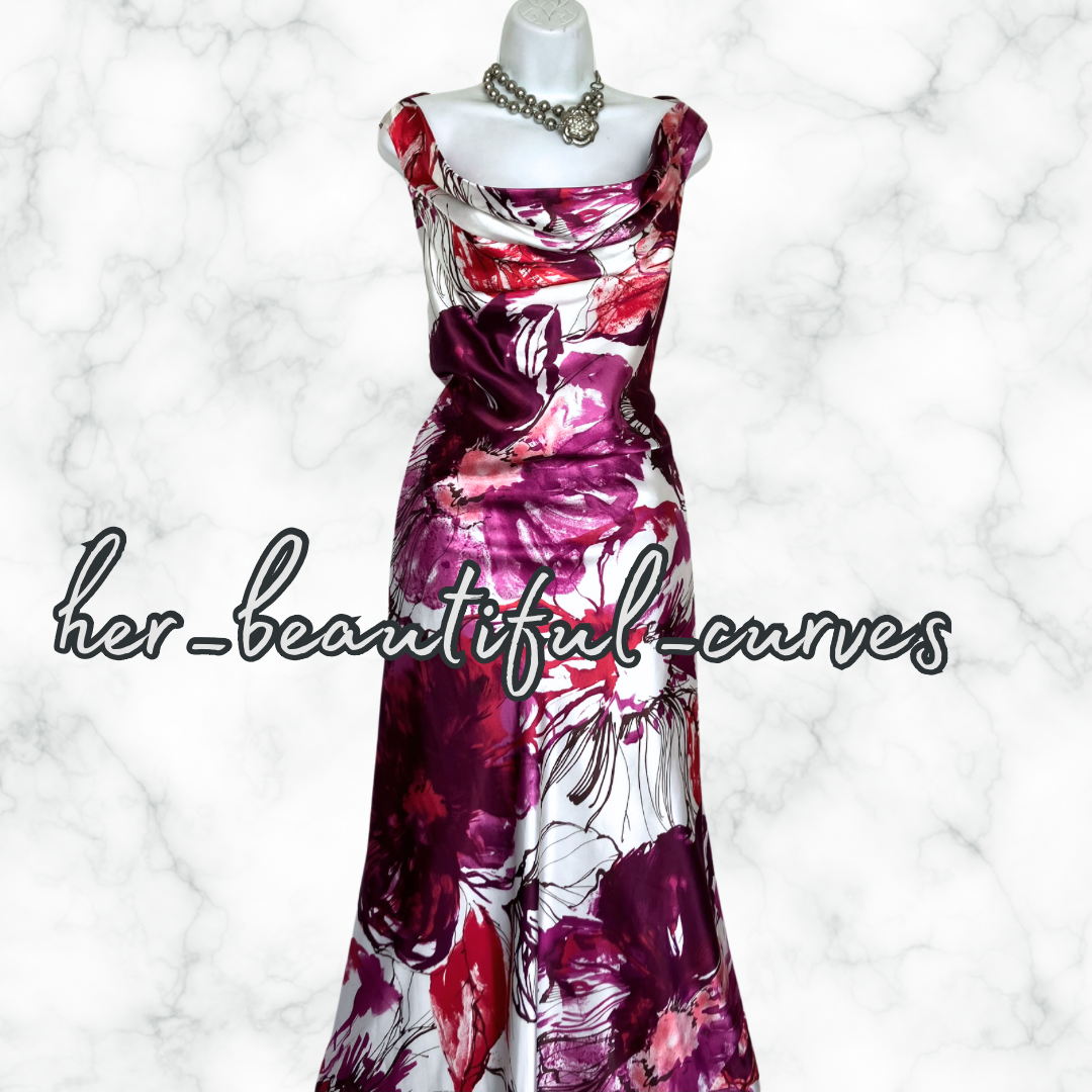 ANN HARVEY FLORAL MAXI WEDDING OCCASION PARTY DRESS SIZE 18 with matching shawl