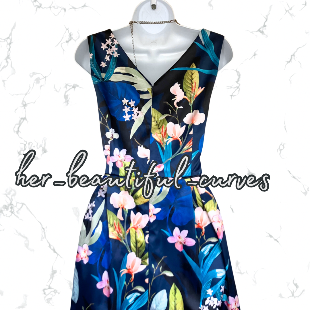 MONSOON FLORAL PRINT WEDDING OCCASION PARTY DRESS SIZE 16