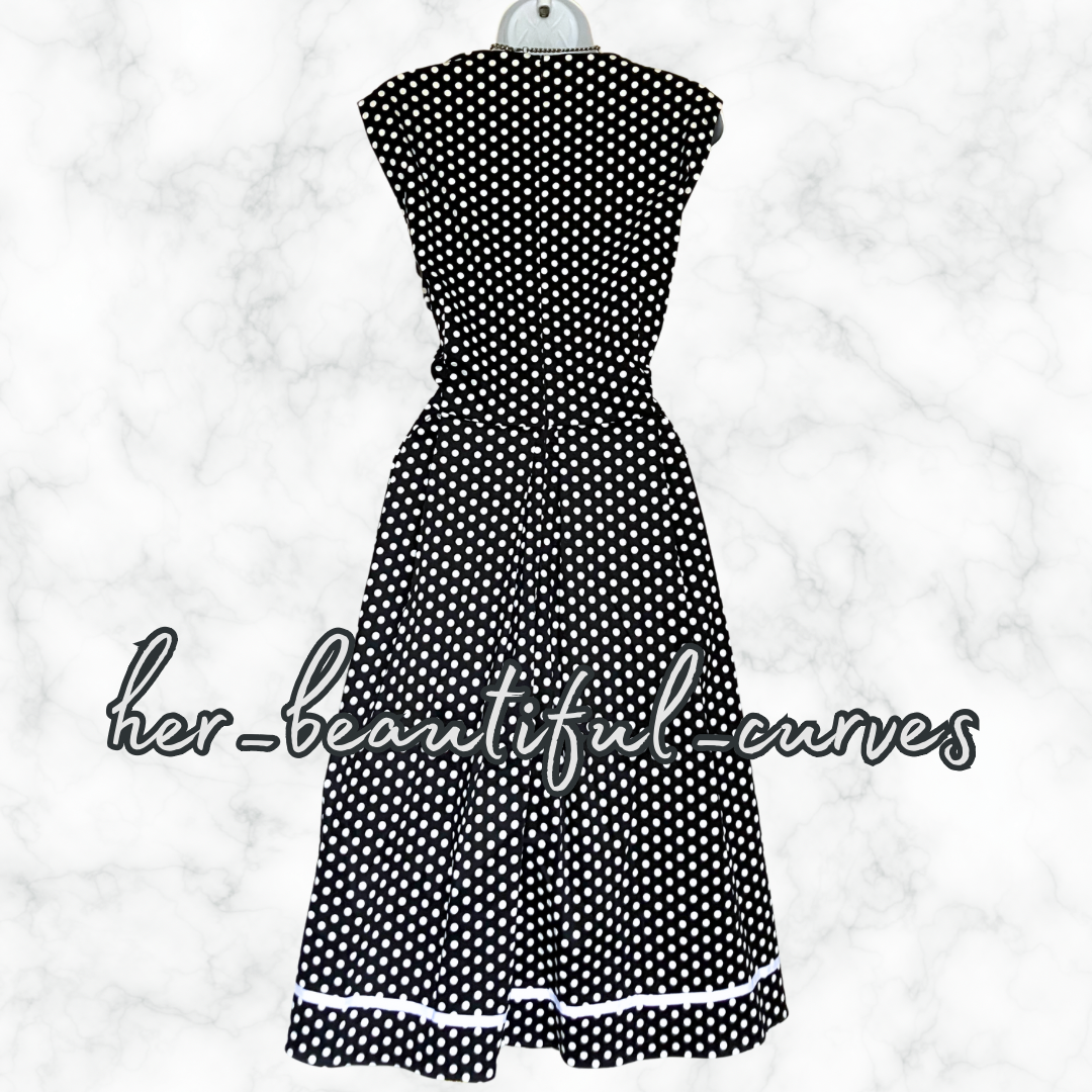 STUNNING JOE BROWNS 50s VINTAGE POLKA DOTS FIT & FLARE DRESS SIZE 20 new