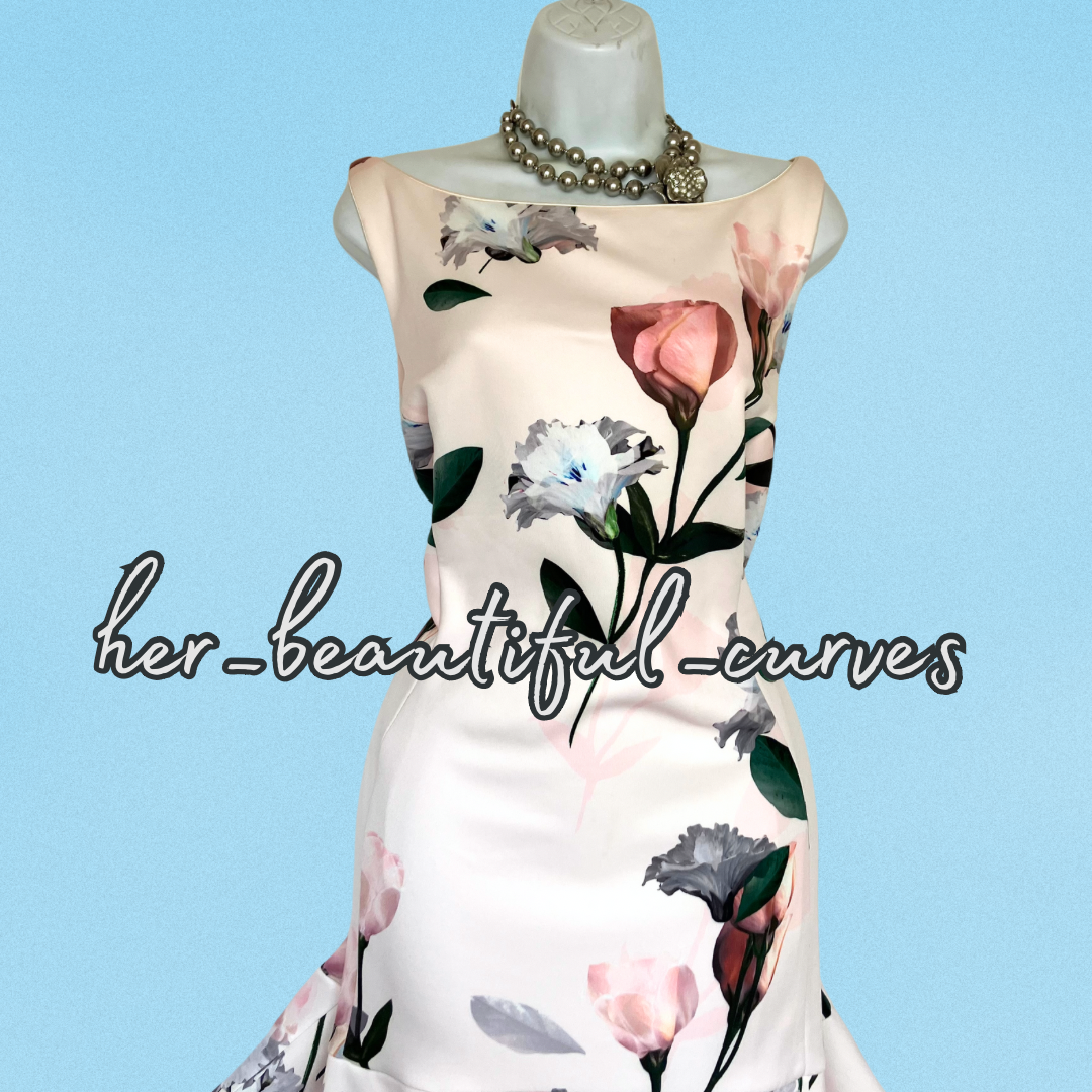 COAST HI LOW FLORAL PRINT JERSEY WEDDING OCCASION PARTY DRESS SIZE 24