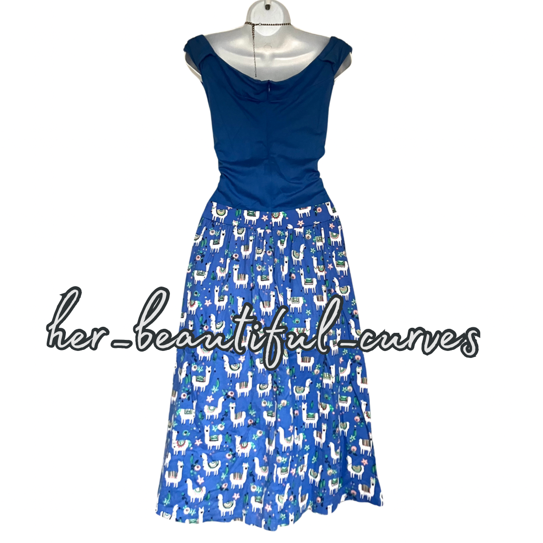 LINDY BOP LLAMA PRINT PARTY VINTAGE STYLE DRESS SIZE 22