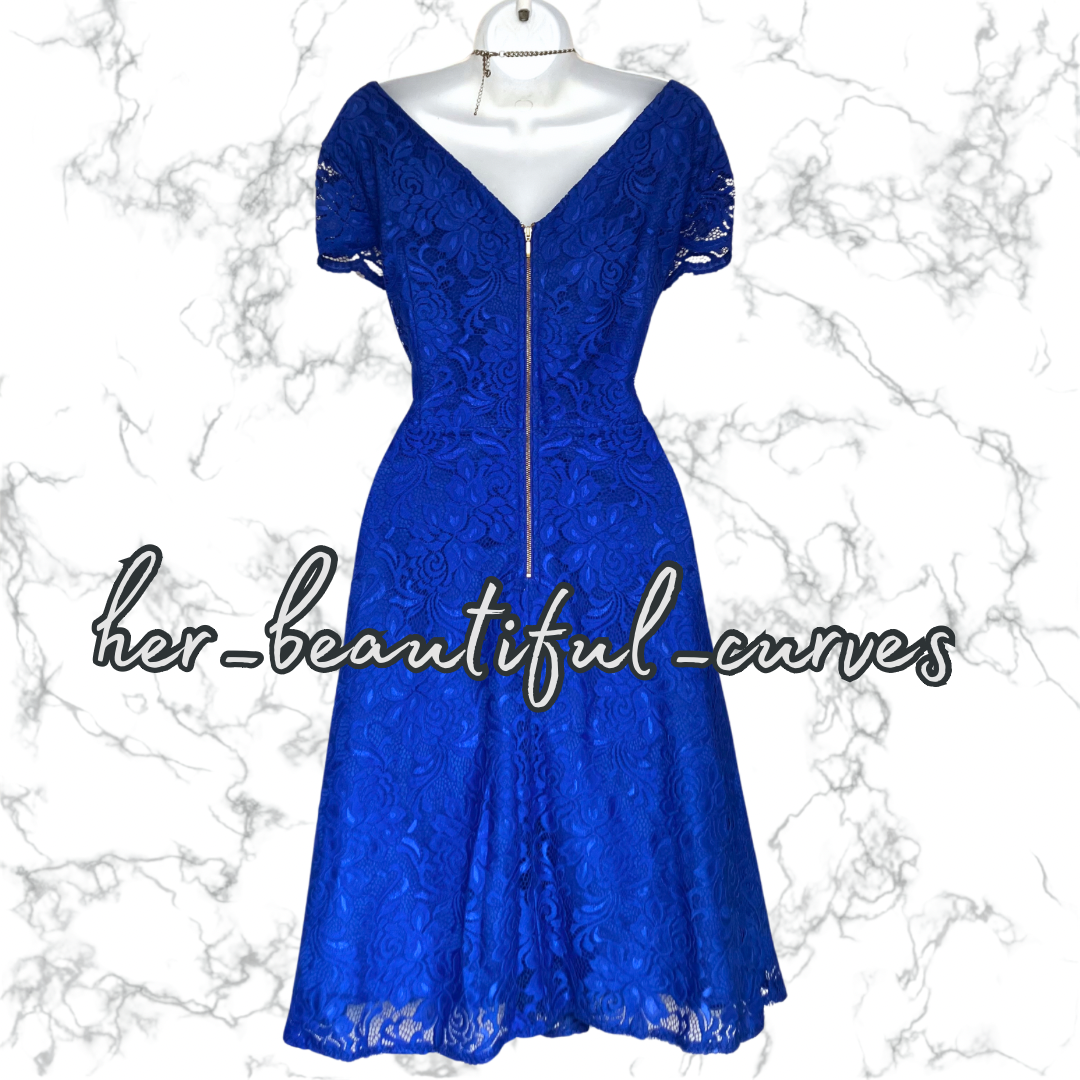 EXQUISITE JOLIE MOI APPLIQUÉ BLOOMS 50's STYLE FLARED PARTY DRESS SIZE 20