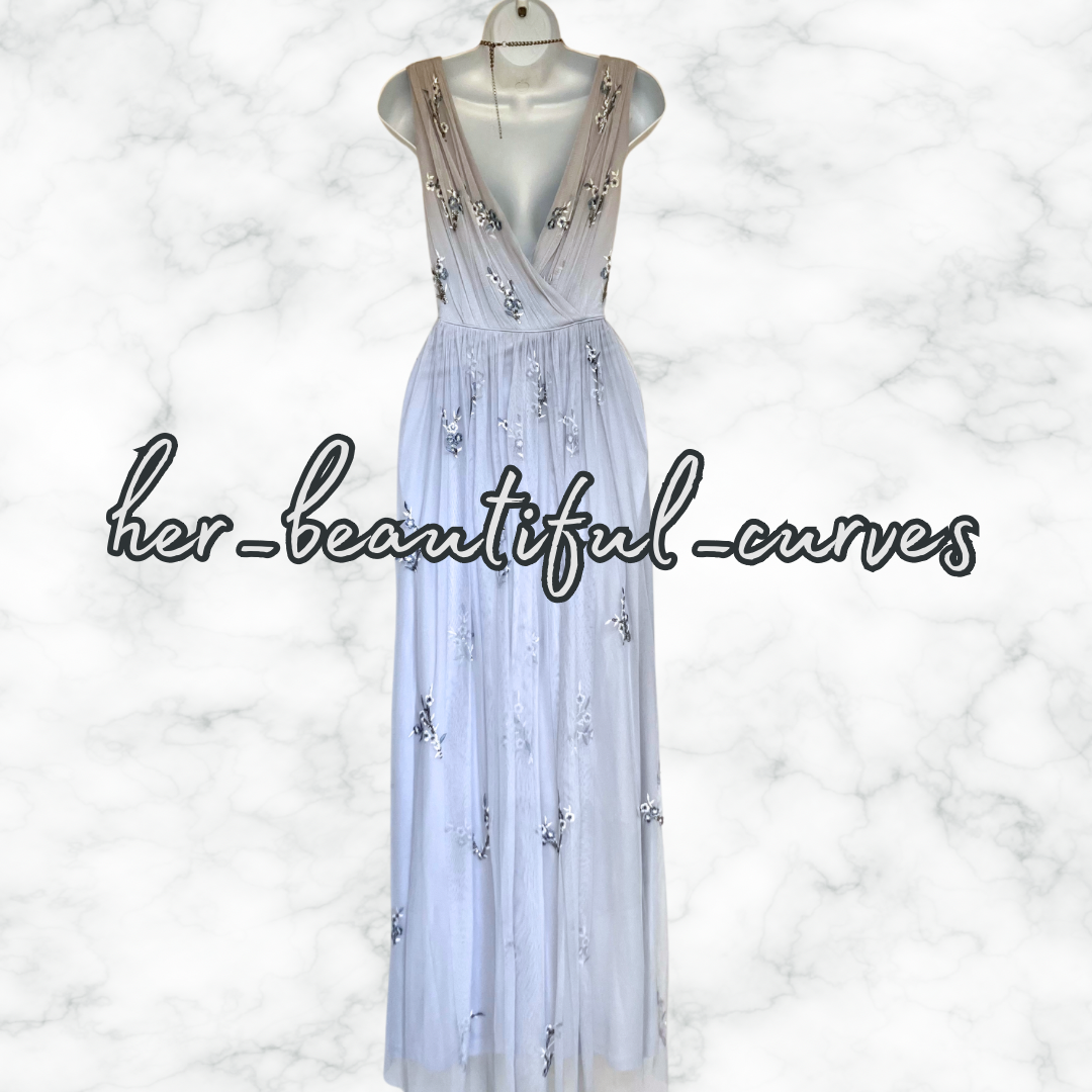 MONSOON EMBROIDERED SEQUINED FLORAL WEDDING OCCASION PARTY DRESS SIZE 12