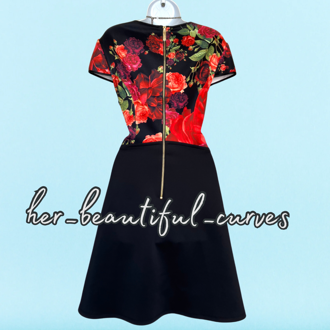 TED BAKER FLORAL PRINT WEDDING OCCASION PARTY DRESS SIZE 5 UK SIZE 16