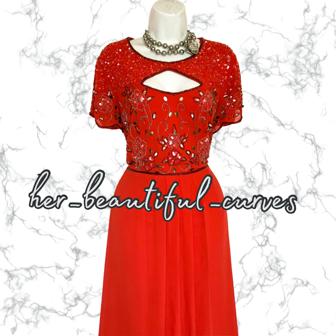 JOANANHOPE BEADED SEQUINED EMBELLISHED OCCASION EVEING PARTY DRESS SIZE 20