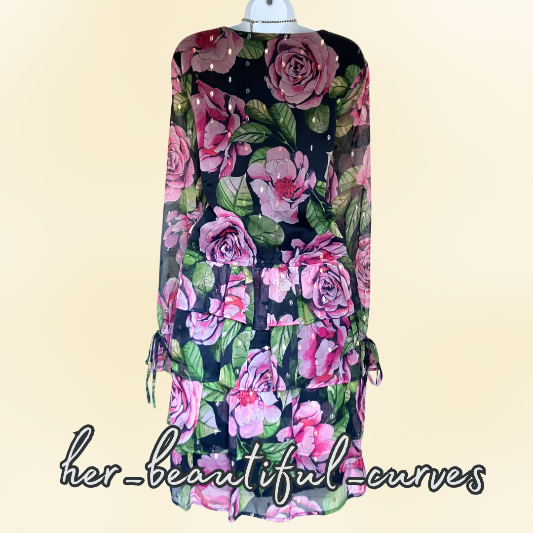 RIVER ISLAND FLORAL PRINT TIERED WEDDING OCCASION PARTY DRESS SIZE 20