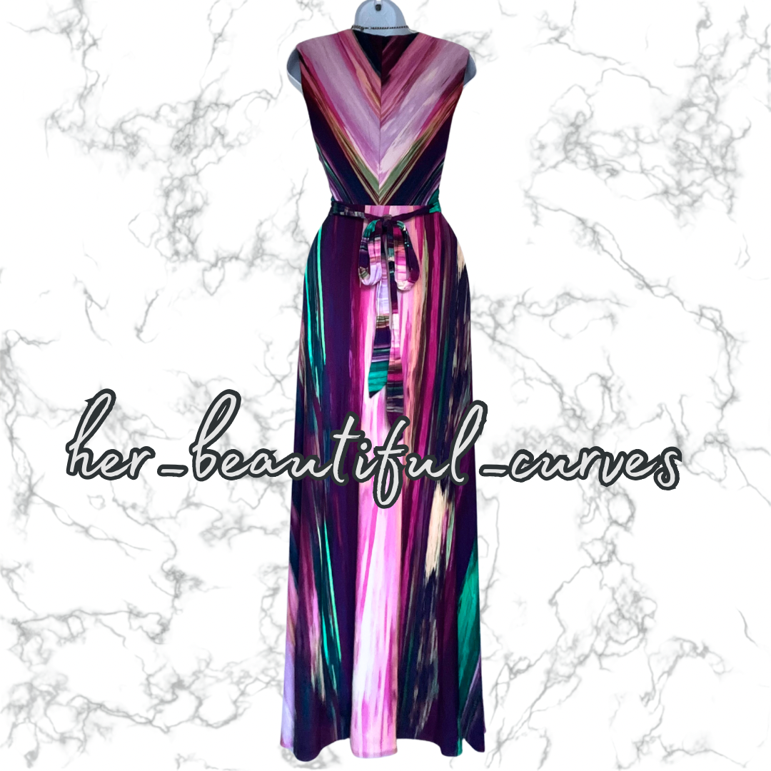 PHASE EIGHT ART DECO PRINT JERSEY MAXI WEDDING OCCASION PARTY DRESS SIZE 16