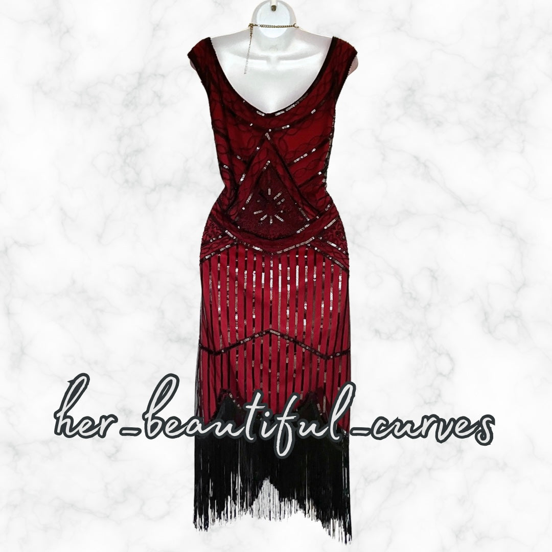 RO ROX SEQUINS BEADS 20s GATSBY OCCASION PARTY DRESS SIZE 3XL fits SIZE 18