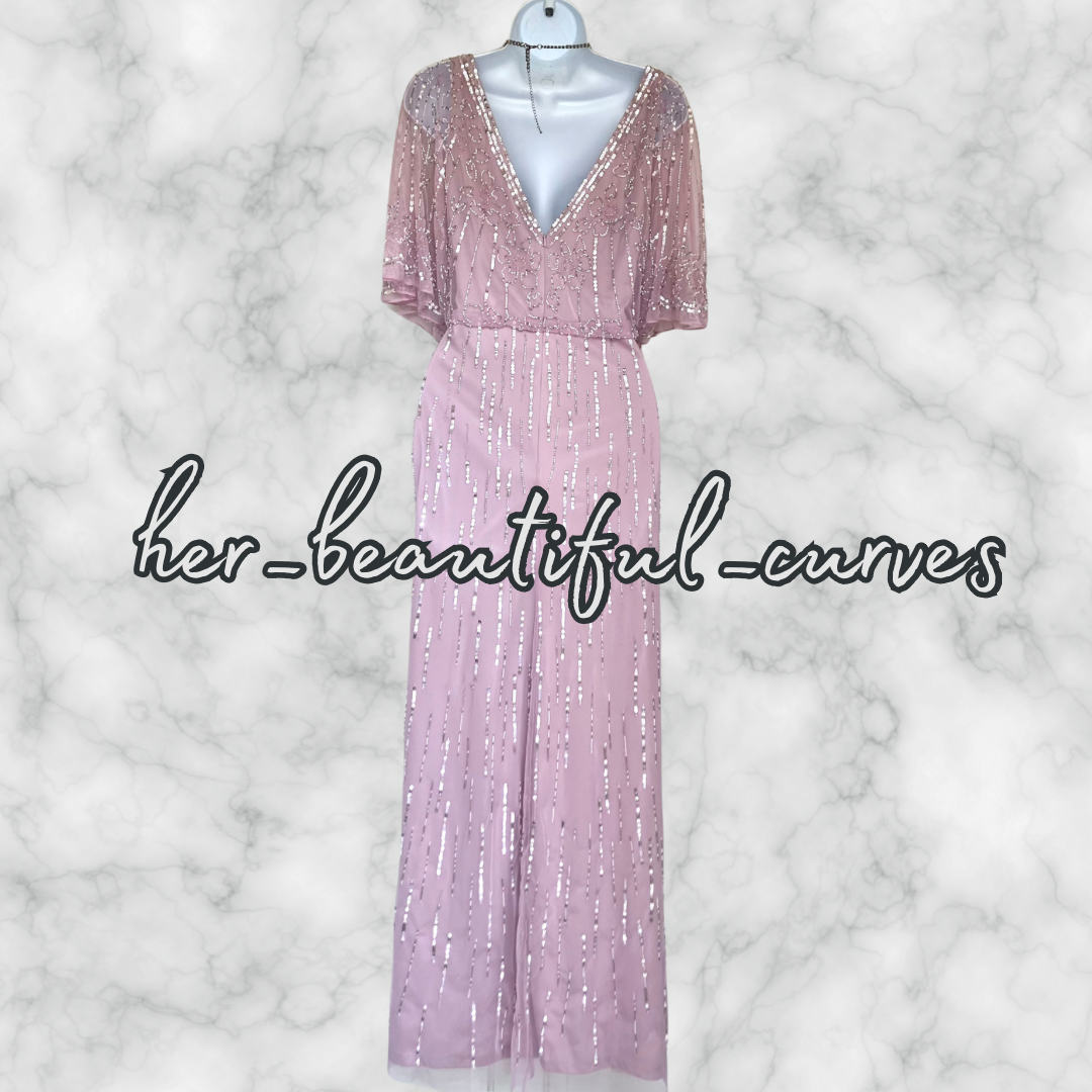 MONSOON SEQUINS BEADS WEDDING OCCASION EVENING PARTY MAXI DRESS SIZE 16