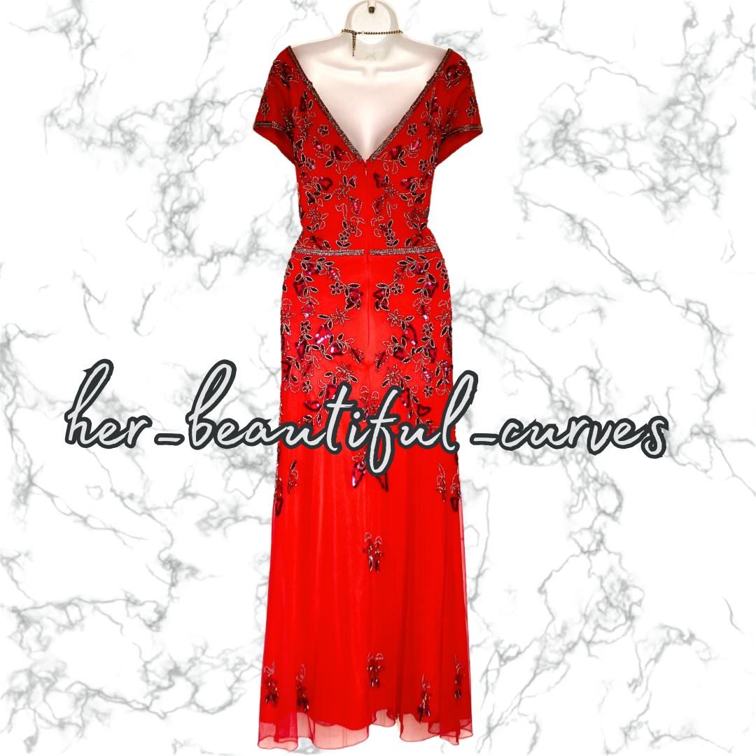 JOANNA HOPE SEQUINS BEADS EMBELLISHED MAXI OCCASION EVEING PARTY DRESS SIZE 18