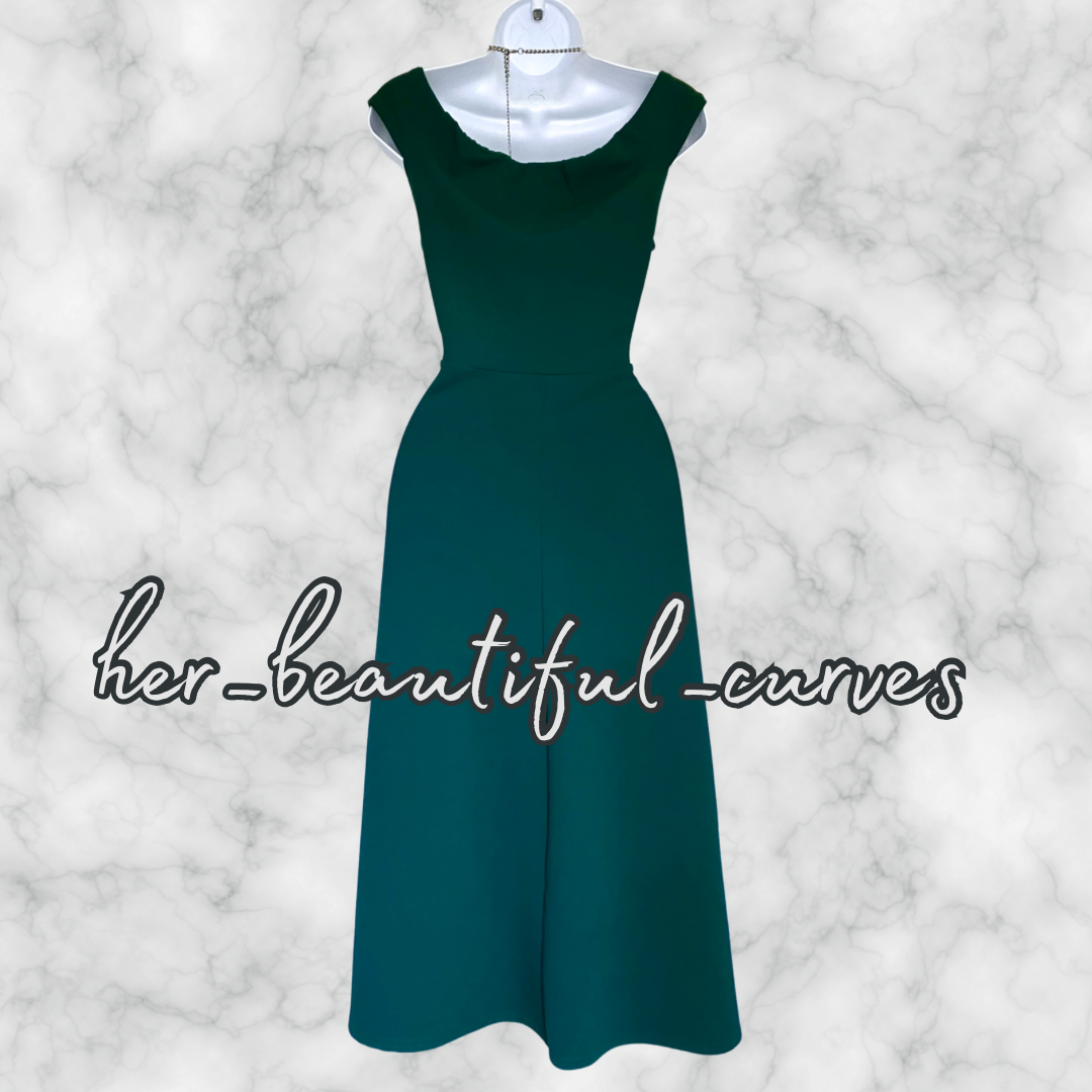 STUNNING QUIZ GREEN HI - LOW OCCASION MIDI DRESS SIZE 16