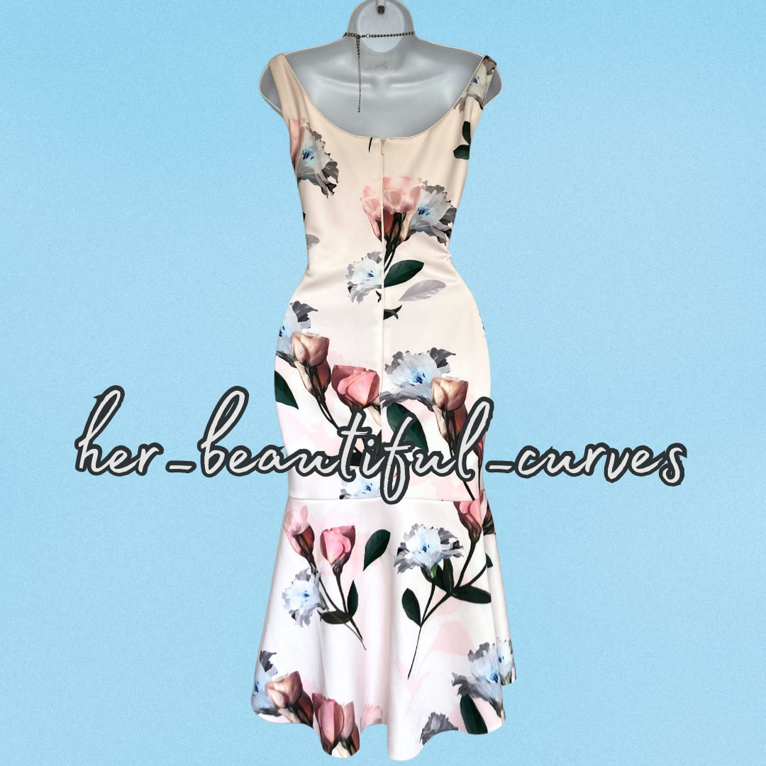 COAST HI LOW FLORAL PRINT JERSEY WEDDING OCCASION PARTY DRESS SIZE 24