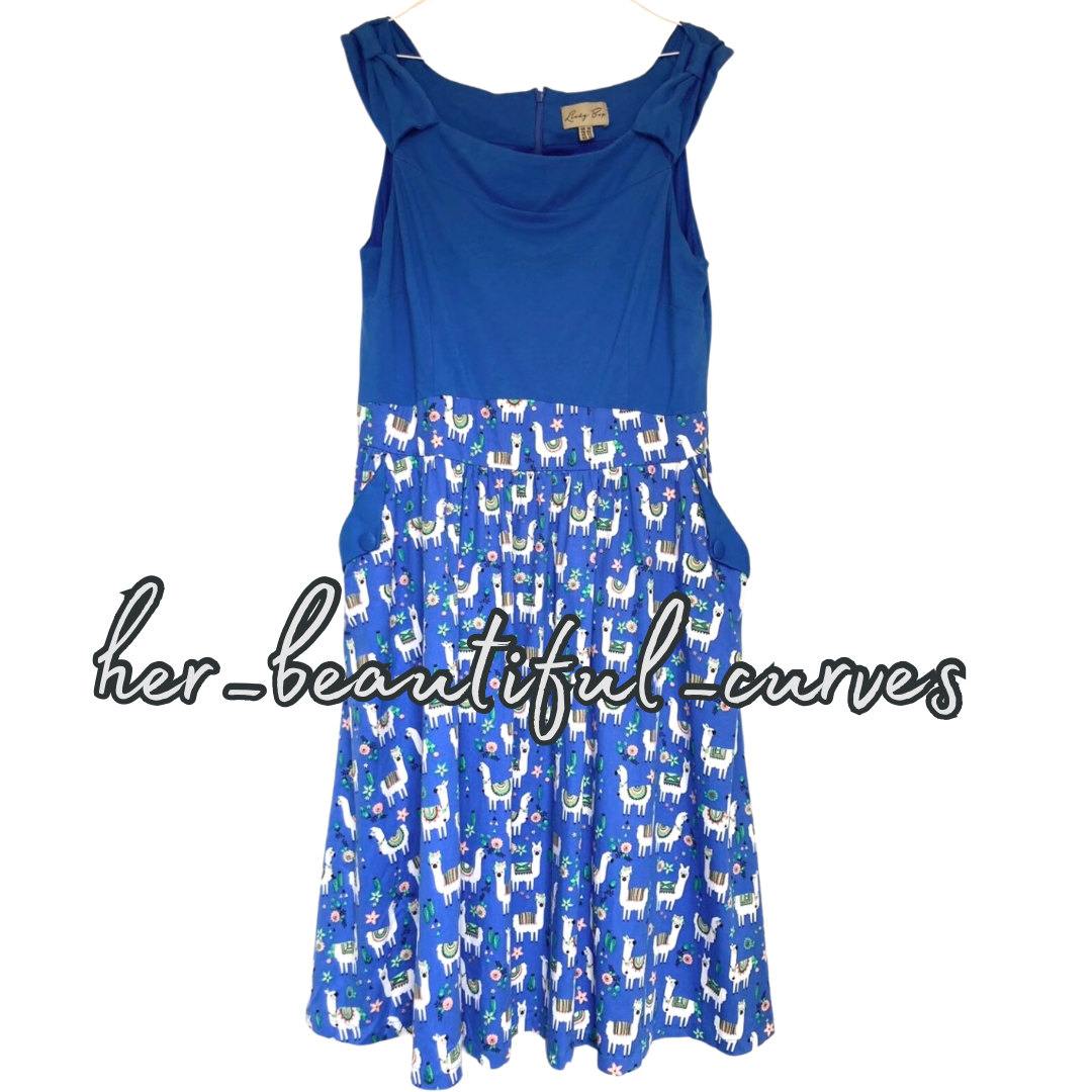 LINDY BOP LLAMA PRINT PARTY VINTAGE STYLE DRESS SIZE 22