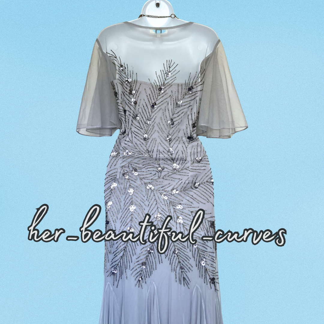 JOANNA HOPE SEQUINED BEADED EMBELLISHED OCCASION EVENING PARTY DRESS SIZE 16