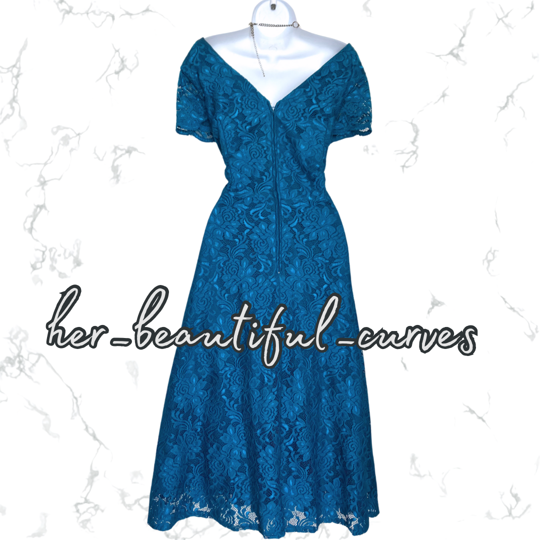 EXQUISITE JOLIE MOI APPLIQUÉ BLOOMS 50's STYLE FLARED PARTY DRESS SIZE 20
